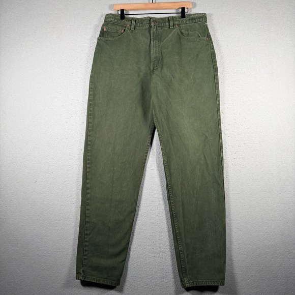 Vintage Levis 550 Mens 38x34 Olive Green Relaxed Fit Tapered Leg Jeans USA Made